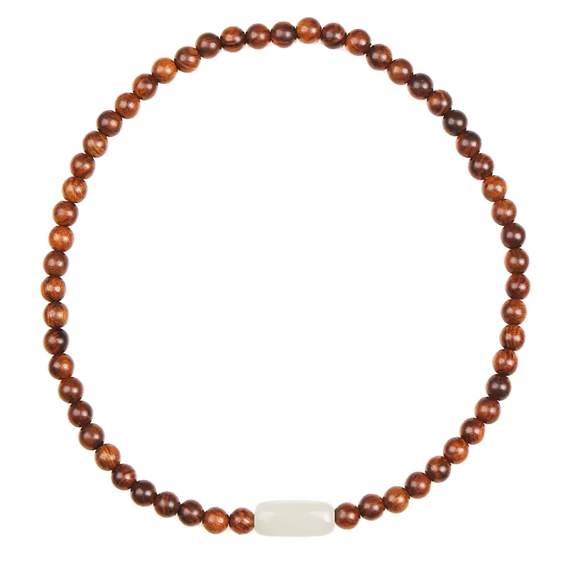 

Original design Vietnam huanghuali wood bead bracelet Hetian jade simple sandalwood wood men and women multi-circle bracelet