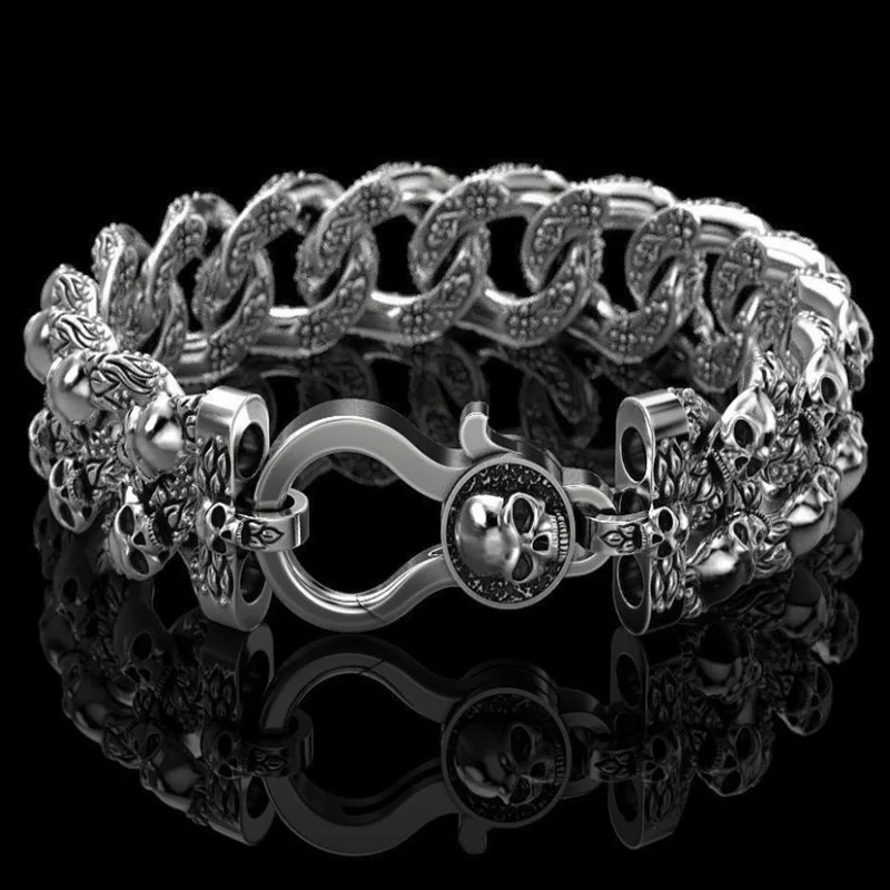 Готический Для Мужчин's Нержавеющая сталь браслет стимпанк Череп &amp Браслет