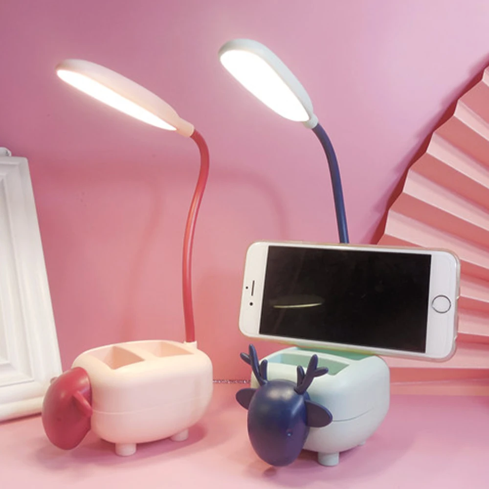 

4 In 1 LED Light Creative Cartoon Storage Pen Holder Desk Lamp USB Charging Table Lamp Eye Protection Energy-Saving Reading Lamp