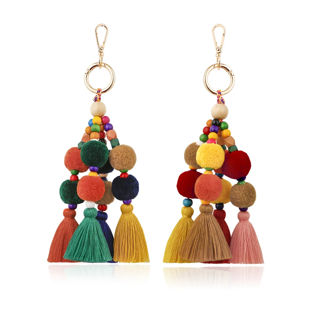2019 оригинальный брелок для ключей + с двойной богемной бахромой и подвеской в