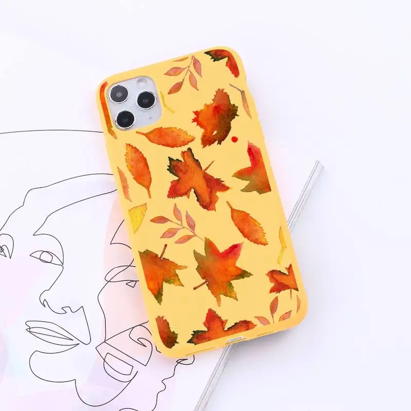 

Pumpkin happy Fallen leaves Phone Case Candy Color for iPhone 6 7 8 11 12 s mini pro X XS XR MAX Plus