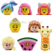 feleph girl cartoon figure head giraffe watermelon hula lucy candy rapper kitty pop star building blocks models toys wm6084