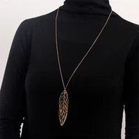 fashion exquisite simple forest leaf tassel necklace elegant temperament creative long sweater chain ladies jewelry