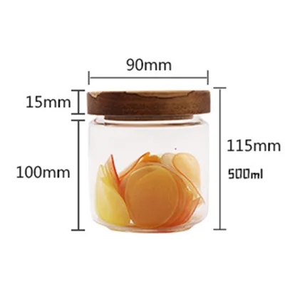 Стеклянная Герметичная Бутылка для хранения с деревянной крышкой прозрачная