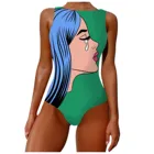 Женская одежда для плавания 2021, сексуальный купальный костюм с граффити, абстрактным принтом, купальный костюм на широких бретелях, бикини, слитный купальник, боди, монокини