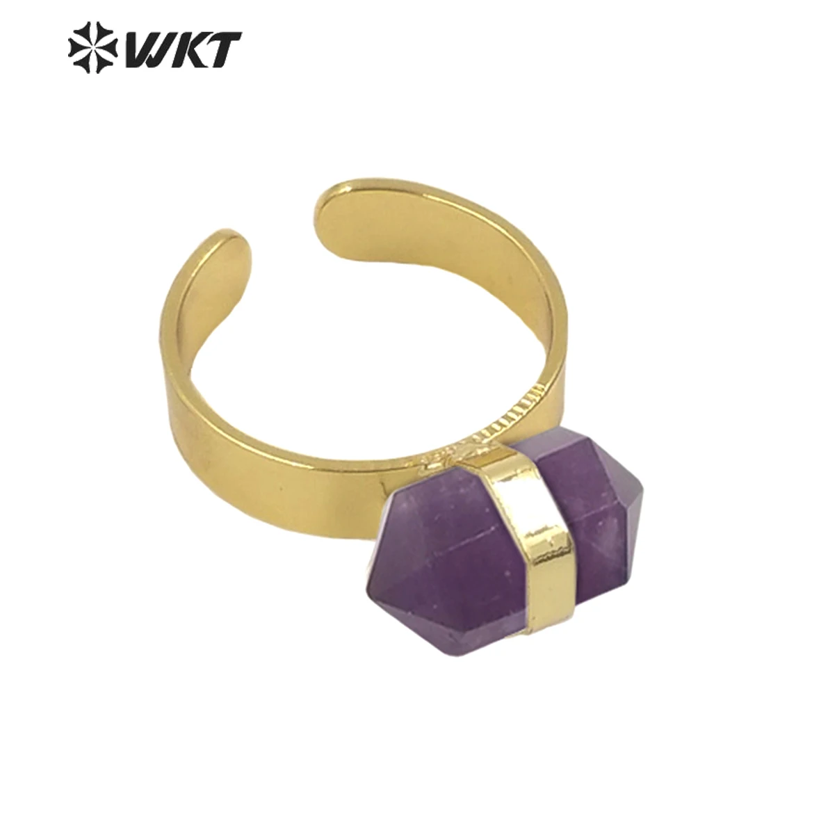 

WT-R385 WKT 2022 beautiful crystal amethysts black obsidian Crystal Rings Natural stone Rings Gold Plated Rings Ladies Wedding