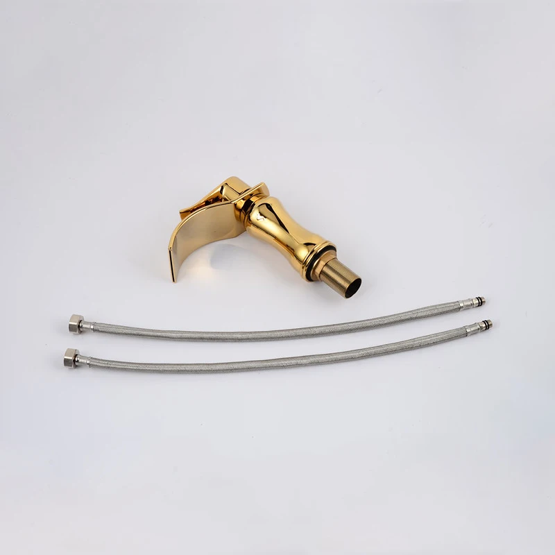 Золотистый смеситель Водопад с одной ручкой античный кухонный для раковины