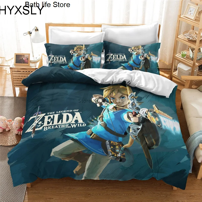 

Комплекты постельного белья с мультяшным изображением игры Zeldaes, Детские комплекты с пододеяльником, наволочкой, Королевский, Королевский, ...