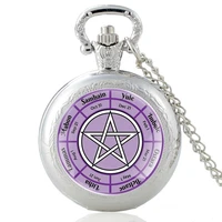 unique pentagram calendar vintage quartz pocket watch men women fob pendant necklace hours clock gifts