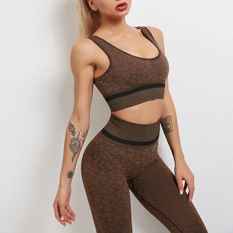 

Seamless Yoga Set Tracksuit Fitness Clothing Sportswear High Waist Women Gym Leggings Tights Padded Push-up Sports Bra Sports