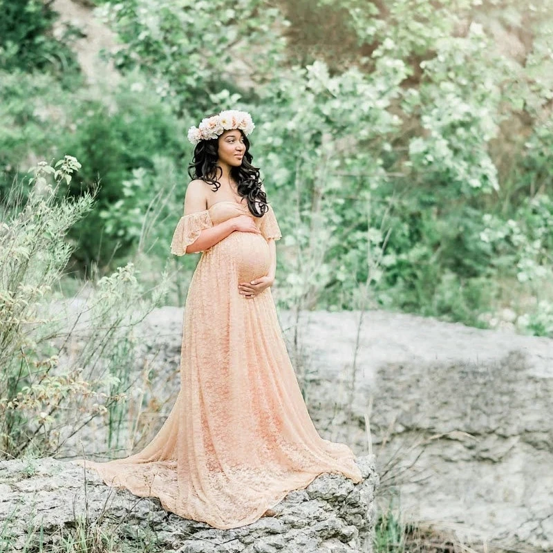 

White Maternity Party Gowns 2021 New Maternity Tube Top Solid Color Chiffon Maxi Dress Pregnant Women Clothing For Photo Shoot