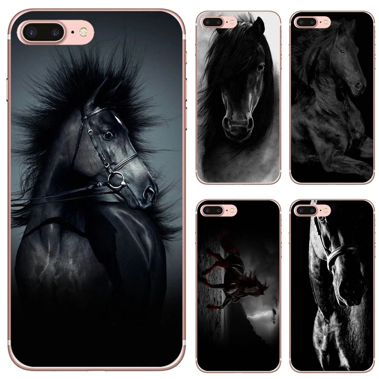 Красивый мягкий силиконовый чехол из ТПУ с изображением темной лошади для iPod Touch 5