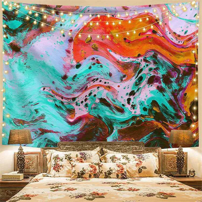 

Marble pattern colorful tapestry abstract Hippie wall hanging art deco cloth tapestry Boho Psychedelic Beach Throw Rug Yoga