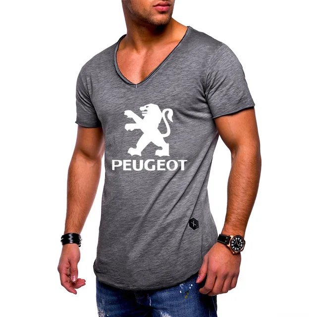 Футболка мужская летняя однотонная с коротким рукавом и V образным