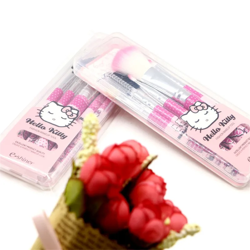 Здравствуйте милый кот Кисточки для макияжа Набор мини коробка портативный