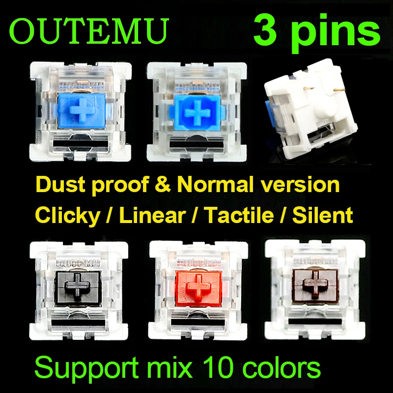 Переключатели Outemu SMD черные красные коричневые синие прозрачные зеленые желтые