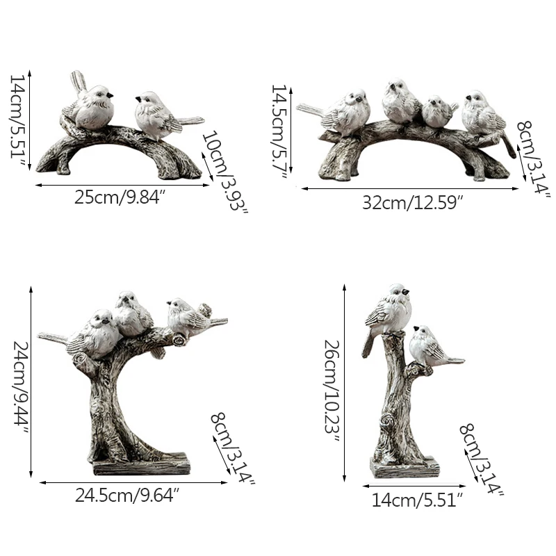 

Vintage White Bird On the Branch Statue Creative Home Decoration Accessories Horse Sculpture Desktop Decorations Ornament