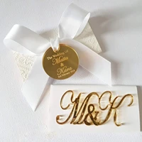12 pcs personalized gorgeous acrylic golden plaques wedding logo decorated chocolate couple names box banner anniversary favors