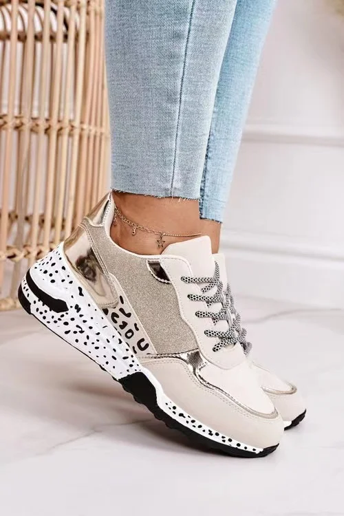 

Women Sneakers 2021 Leopard Print Lace-Up Women's Vulcanize Shoes Platform Sports Ladies Sneakers Breathable Plus Women Shoes