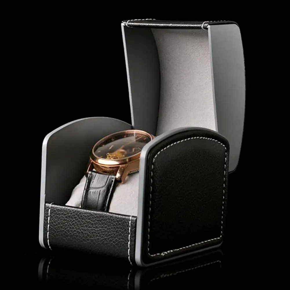 

Vintage Faux Leather Jewelry Decor Case Arc Shape Watch Protective Box Organizer Watch Case Watch Boxes Dropshipping Jewelry Box