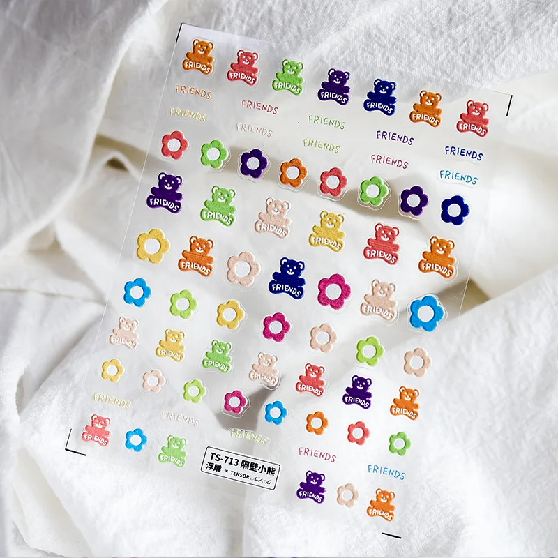 3D рельефная игрушка медведь мультфильм японские наклейки для ногтей корейские