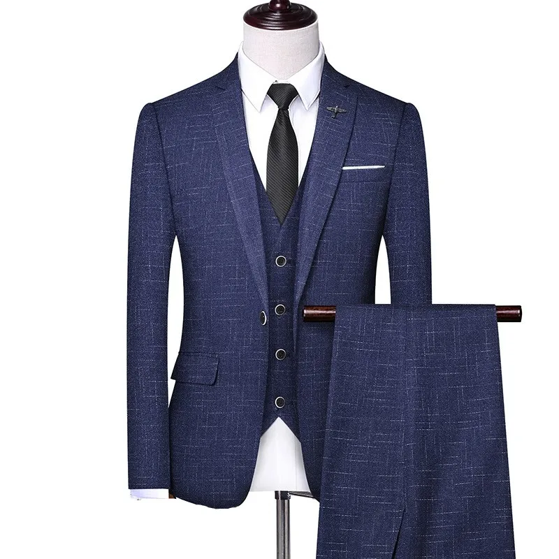 Мужской деловой офисный облегающий Блейзер синего и черного цвета мужской