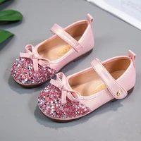 children autumn new non slip with rhinestone and bow girls dress shoes for party wedding show kids fashion pu mary jane shoes
