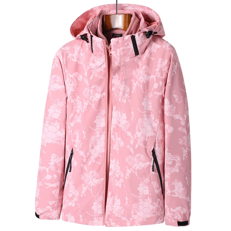 Jacket Coat Women Print Waterproof Windbreaker Ladies Autumn Winter Warm Ski Fleece Korean Oversized Hooded | Спорт и развлечения