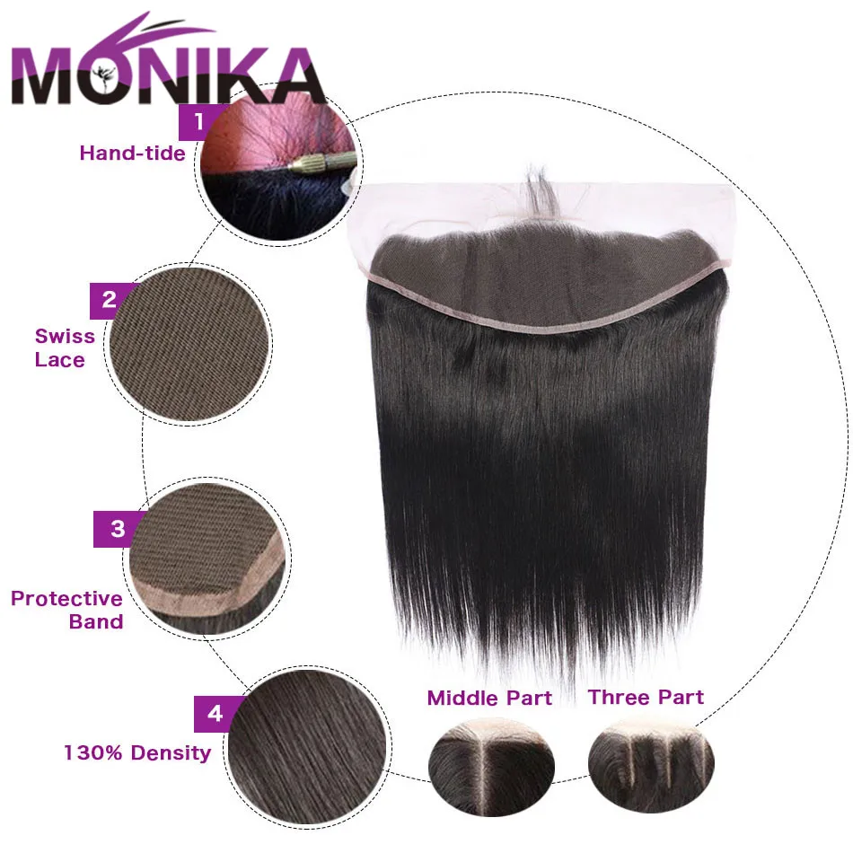 Monika перуанские прямые фронтальные волосы человеческие кружево фронтальное