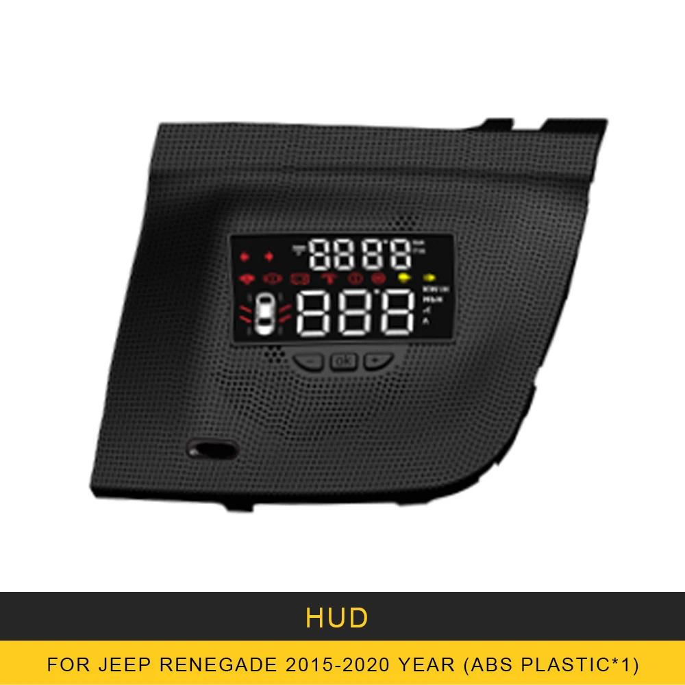 

For Jeep Renegade 2015-2020 Mirror HUD Auto Car Head Up Display Windshield Screen Projector Security Alarm Overspeed RPM Voltage