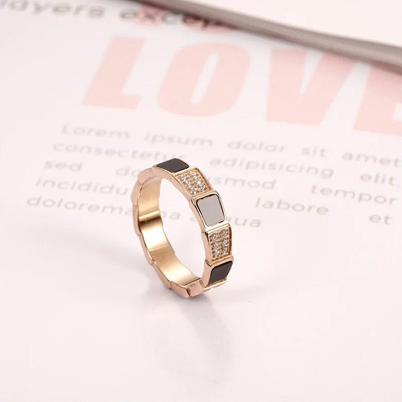 

Женское и мужское кольцо из черной раковины с кристаллами, модное ювелирное изделие из нержавеющей стали, размер 6-7-8