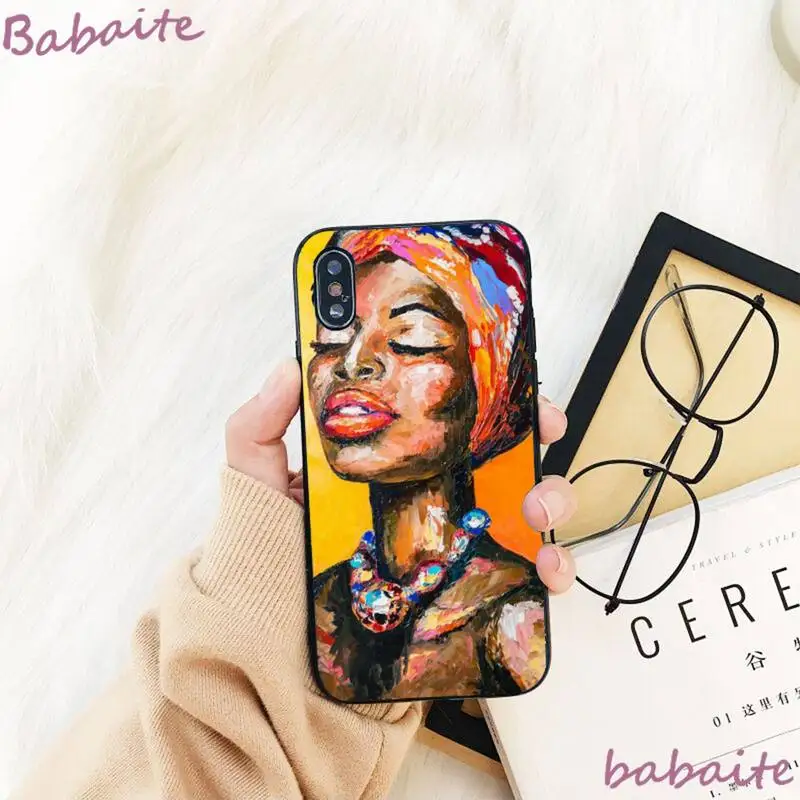 

Babaite Colorful art african girl Phone Case For iPhone 8 7 6 6S Plus X XS MAX 5 5S SE XR 11 11pro promax 12 12Pro Promax
