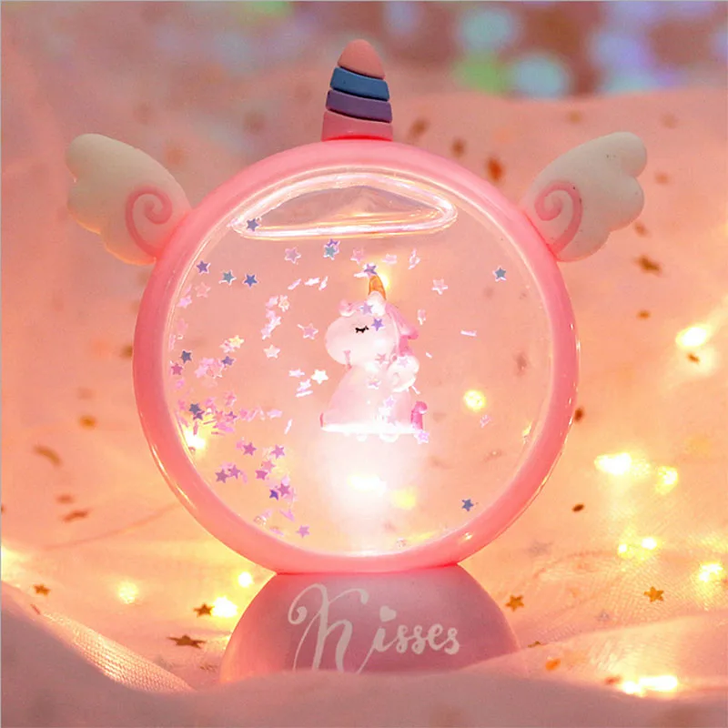 LED мультфильм украшения ночной светильник свет единорога детская комната лампы