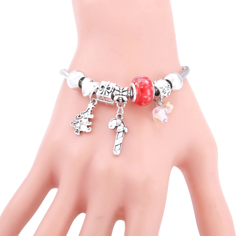 

Christmas elements Beaded bracelet Snowman snowflake bracelet for bell socks santa 6.5 can be adjusted bracelets christmas gifts