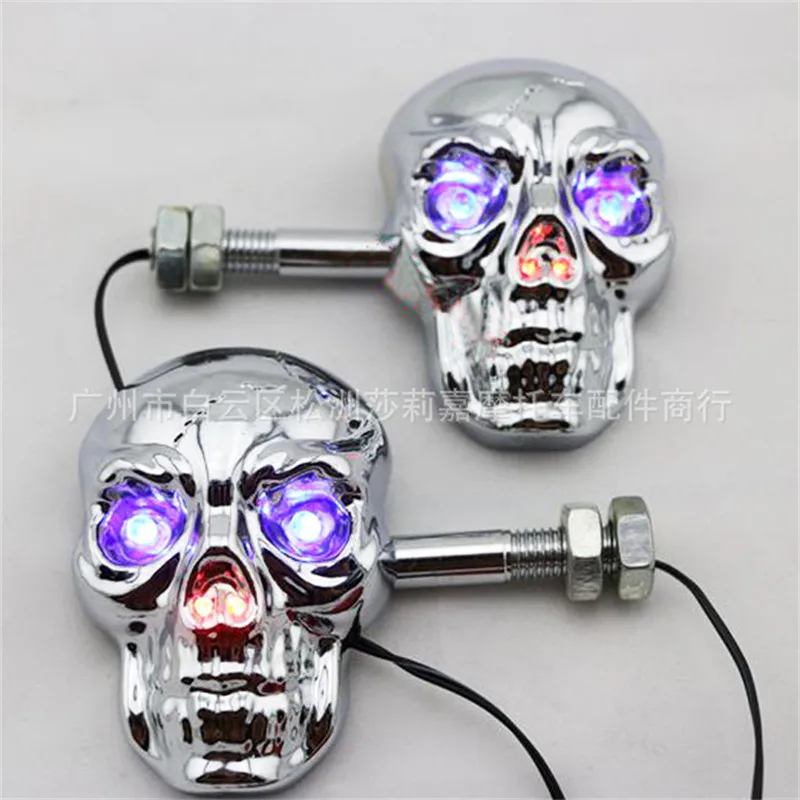 

Creative Design Skull Motorcycle Turn Signals Motorbike Signal Lamp Moto Accessories 12v Universal Nondestructive Installation