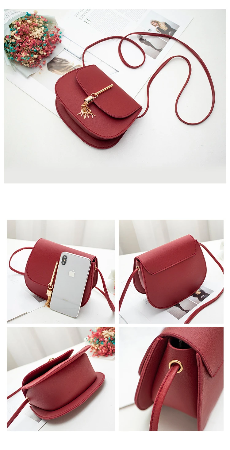 Модная мини сумка на бретельках Женская однотонная из искусственной кожи с