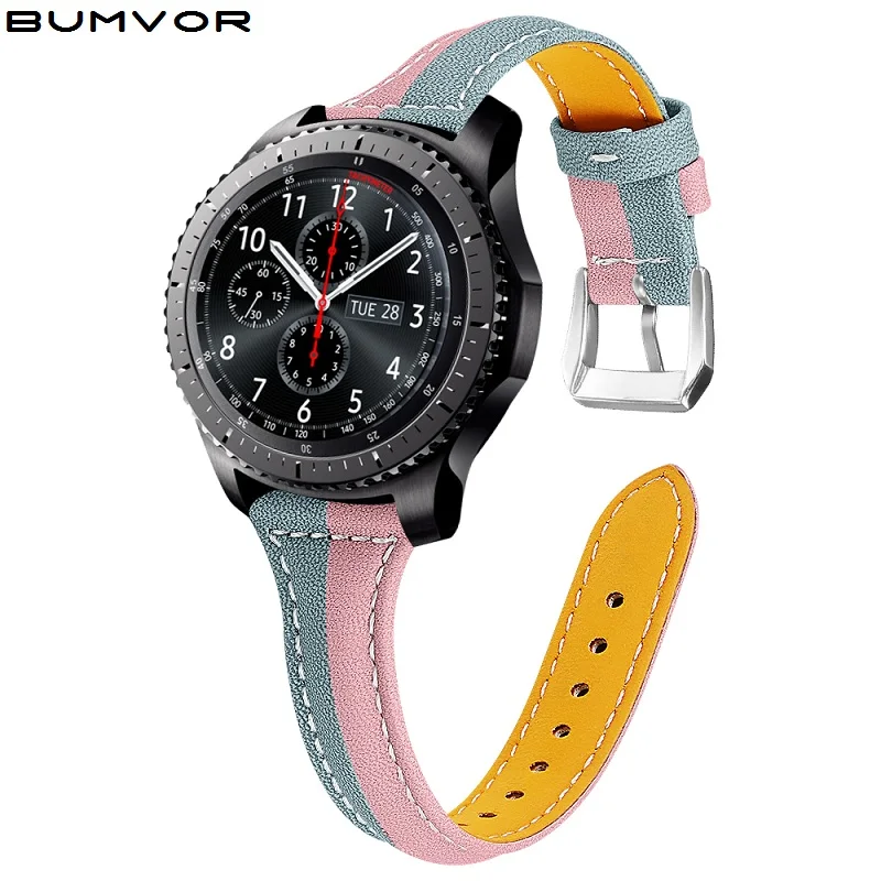 Ремешок из натуральной кожи для Samsung Gear S3 S2 Galaxy 42/46 мм active браслет Amazfit Stratos 2 2S 20 22