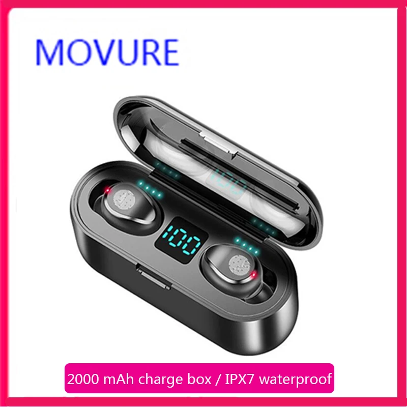 F9 TWS Беспроводная Bluetooth V5.0 гарнитура мини 8D стерео светодиодный дисплей Hi Fi с