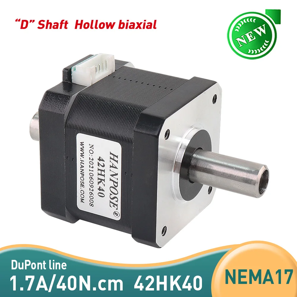 

Free Shipping 3 Pieces 1.7A 40N.CM Nema17 Stepper Motor 2 Phase 42HK40 Hollow Dual Shaft Motor 4 Leads 3D Printer 42 Step Motor