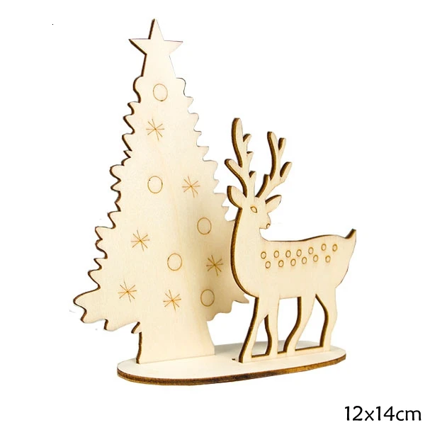 C Deer 1 комплект мульти DIY креативные деревянные поделки РОЖДЕСТВЕНСКИЕ Санта/олень деревянные украшения для домашнего стола украшения для рождественской вечеринки - Цвет: C Deer