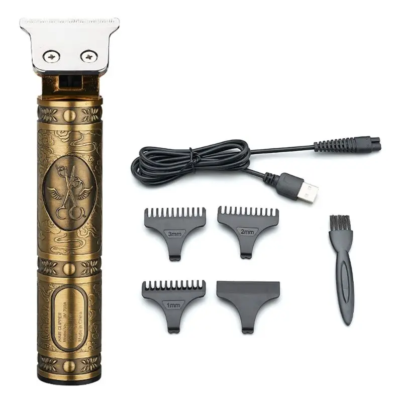 

New Profession Retro Carving Electric Hair Clippers Beard Trimmer Barber Grooming Kit USB Rechargeable Cordless Haircut Machine