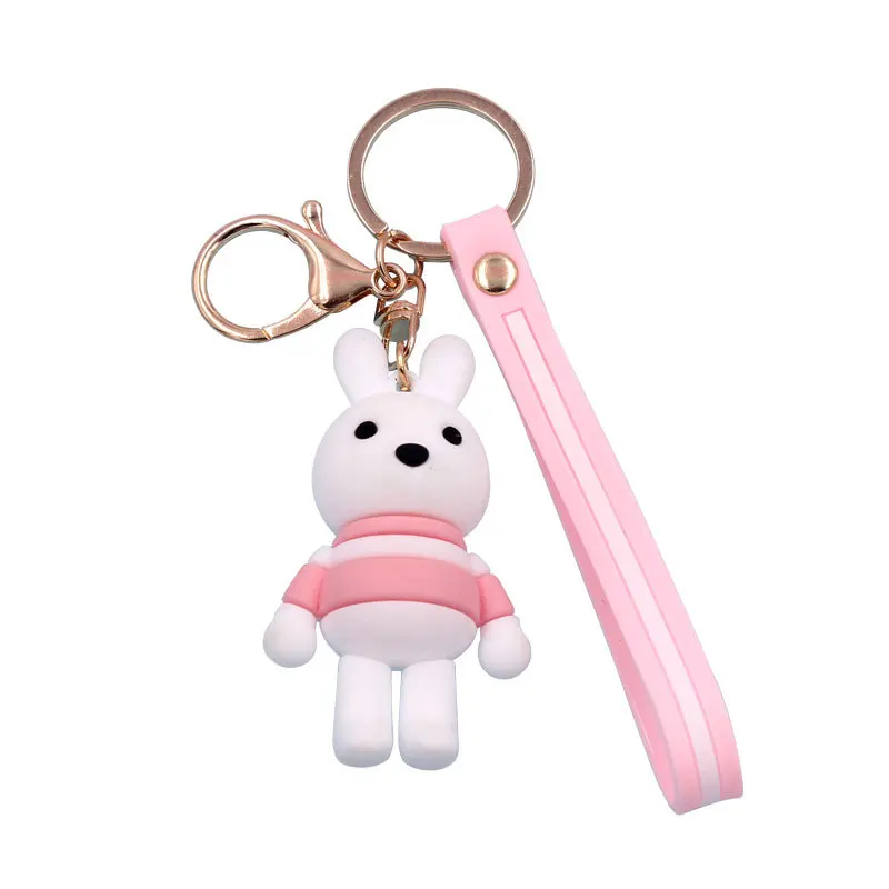 

Student Car Bag Pendant Keyring Multicolor Rubber Practical Little Gift Rabbit Keychain Cute Cartoon Soft Plastic Key Chain