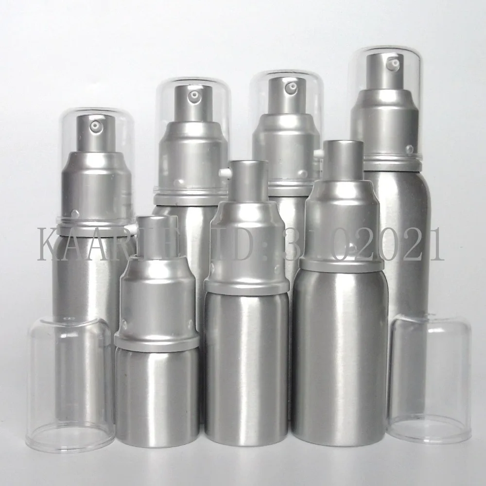 50pcs high-grade 20/30/50/60ml Aluminum empty packing bottle press lotion cosmetic Emulsion Pump Vials Sample subpackage Bottles