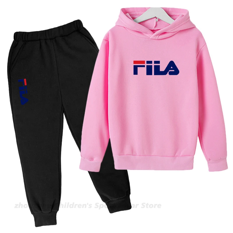 

Children's Hoodie Autumn And Winter Printed Sweater Casual Suit 2021 Boys 2-piece Warm Jacket Trousers Girls Sports Suit