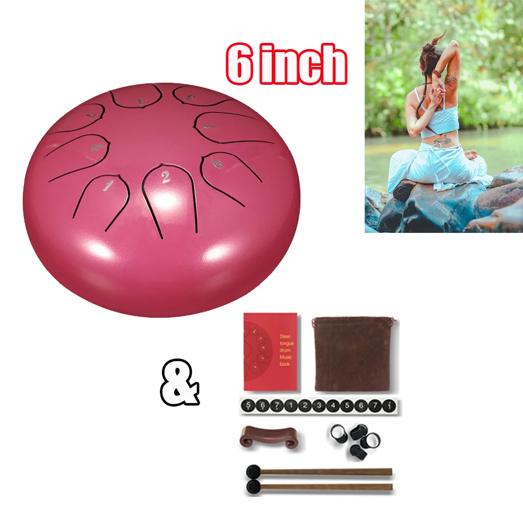 6 дюймов Сталь язык барабан C-ключ 8 Примечания Handpan барабана для начинающих