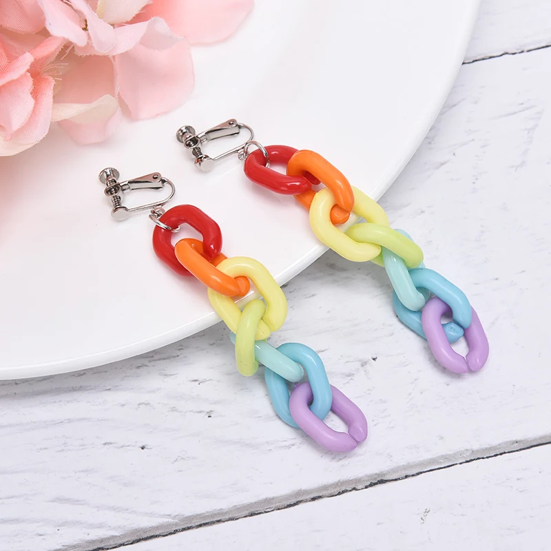 Женские Длинные акриловые серьги цепочки 1 пара ярких цветов яркие