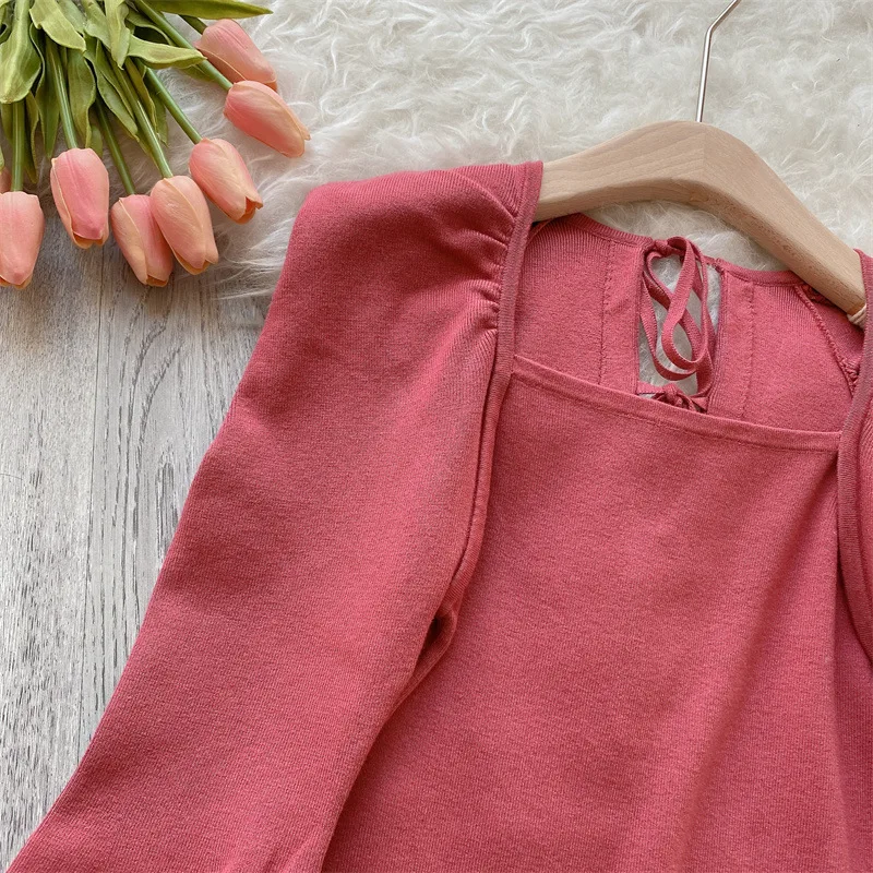 Зимнее женское платье халаты японские платья однотонные с длинным рукавом на