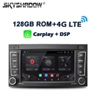 Автомобильный DVD-плеер Carplay, 7 дюймов, IPS, Android 11,0, 4G, 128G, 8 ядер, GPS, Wi-Fi, Bluetooth, радио для VW Touareg T5, Multivan Transporter 2005-