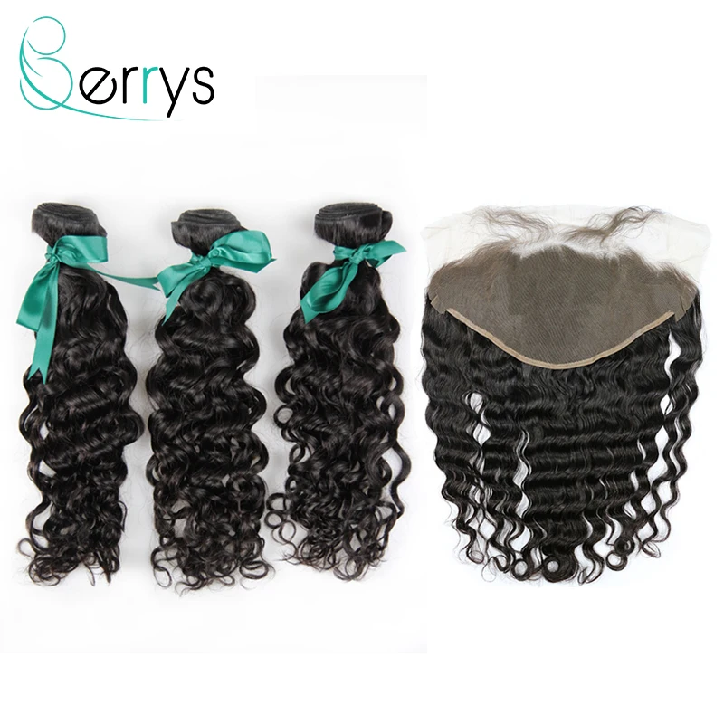 Волнистые перуанские волосы Berryshair 3 шт. пучки натуральных волос 13x 4/13x 6 кружевные