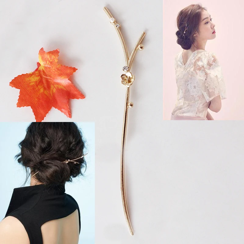 Простая Изысканная заколка для волос в виде цветов золотой вишни аксессуары